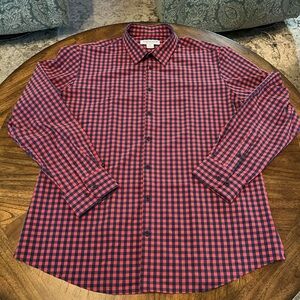 Men's Red and Navy Checkered Mizzen+Main Button Down Shirt